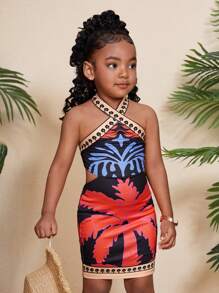Conjuntos a juego de vestido casual de crochet con flores sin mangas para niña y mamá para vacaciones, playa, viajes (2 conjuntos vendidos por separado)