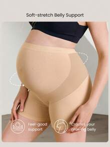GLOWMODE Modal Core Comfort Maternity Support Ultra High Waist Seamless Stretchy U-Shaped Ribbed Boyshort Briefs Underwear Pregnancy Postpartum Daily Casual Work Wear