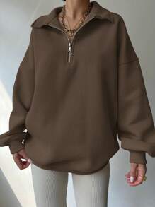 INAWLY Women Plain Front Zipper Long Sleeve Simple Hoodie, Casual Daily Wear,Long Sleeve Tops Graduation,Back To School Outfits,Graduation,Teacher Outfits For Women,Back To School Pullover Fall Outfit