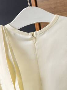 Vestido holgado sin mangas con decoración de mariposa y flores para niñas, atuendo informal - Blanco - Ver 3