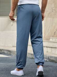 HIMLAND Pantalones para hombre con cordón en la cintura, puño elástico y bolsillos