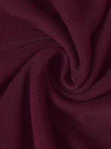 Calvaya Bộ đồ liền thân hở vai tay ngắn, lưới vá cỡ lớn, mặc khi đi chơi và dự tiệc - Màu Đỏ Sâu - Xem 6