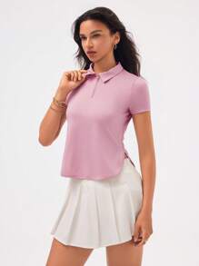 CourtClass Damen lässiges Outdoor-Running Sport Polo Shirt, modisch für den Sommer - Pink - Übersicht 3