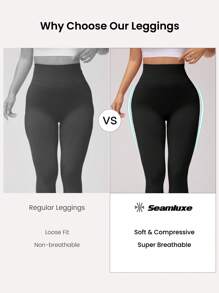 Easithlete 女士纯色圆领短款上衣和裤子瑜伽运动套装，无缝