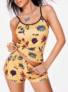 女士140克数码印花牛奶丝睡衣套装 - 彩色 - 查看 1