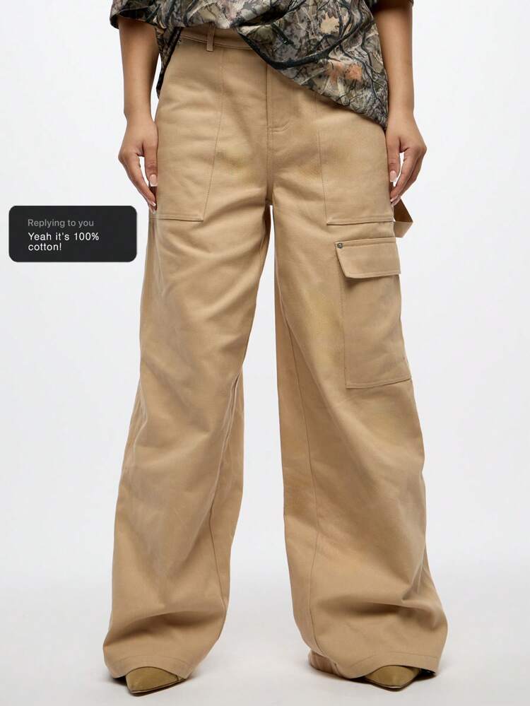 SUMWON WOMEN Spodnie Carpenter Wide Leg Utility z wysokim stanem