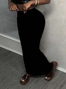 Slaydiva 2 chiếc/bộ váy dài đuôi cá in họa tiết da báo cho nữ, cạp thấp - Nhiều màu - Xem 2