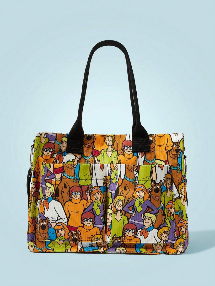 SCOOBY-DOO X SHEIN Women's Cartoon Pattern Large Capacity Fashionable Tote Bag - Multicolor - View 1