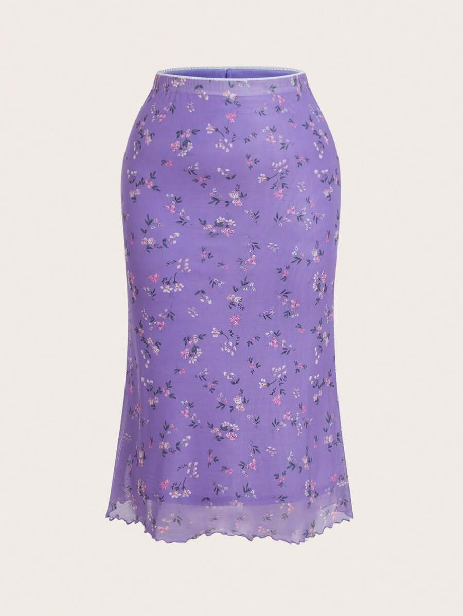 Comfortcana Váy dài màu tím phong cách nghỉ mát cỡ lớn, Xuân/Hè - Màu tím  Violet - Xem 1