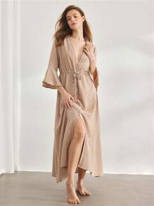 Ocili Ocili Bata de unicolor para mujer, ropa de estar por casa de moda adecuada para el verano
