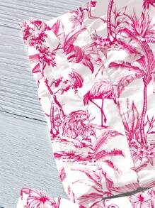 SHEIN LUNE Camisa de manga corta con estampado floral diminuto en estilo barroco vintage