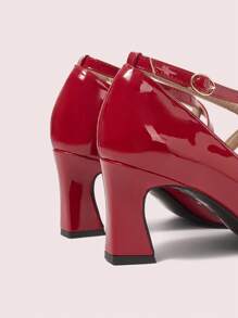 CUCCOO DOLLMOD Square Toe Shallow Sexy Chic Versatile Women's High Heel Pumps - Hot Pink - View 8