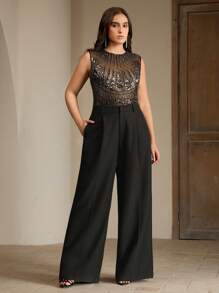 Anewsta Top sin mangas de moda con decoración de lentejuelas y remaches para mujer de talla grande