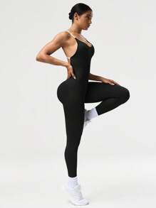 Seamluxe SHEIN Sport 女士无袖交叉性感修身瑜伽连体裤