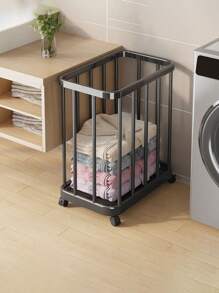 1pc High-End Movable Laundry Basket With Yoga Mat Storage, Large Capacity Dirty Clothes Hamper With Wheels For Bathroom, Multipurpose Storage Basket - Multicolor - View 6