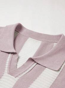 Manfinity Homme Men's Striped Short Sleeve Casual Polo Knit Top Knitted Shirts For Men