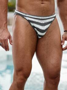 Manfinity VDAYZ Men's Striped Drawstring Swim Trunks Men S Swim Thong - Dark Grey - View 6