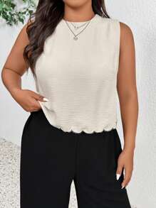 SHEIN Frenchy Plus Size Women's Leisure Leopard Patchwork Backless Knot Detail Sleeveless Blouse/Shirt