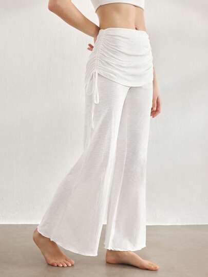 Ocili Leisure Women's Casual Low-Rise Relaxed Fit White Loungewear Pants Holiday Season