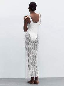 Maija Damen Sommer Strand einfarbiger Jumpsuit mit Schleife vorne und Rock Set - Weiss - Übersicht 5