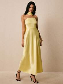 Poéselle 1 件女士长裙，时尚，适合夏季 - 淡黃色 - 查看 4