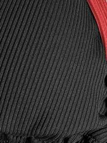 Swim Mod Women's Summer Beach Vacation Contrast Binding Halter Bikini Set - Black - View 6