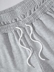 ROMWE MEN Men's Street Life Double-Layer Waist Rivet Splice Shorts - Grey - View 3