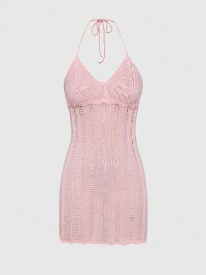 Women's Casual Sexy Hollow Out Racerback Knit Dress
