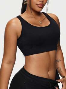 Easithlete 大码女式无缝黑白运动文胸 - 黑色 - 查看 4