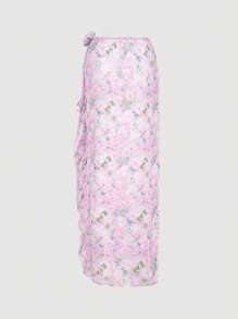 SHEIN MOD Women's Tie Dye Floral Swimsuit Set For Beach Holiday