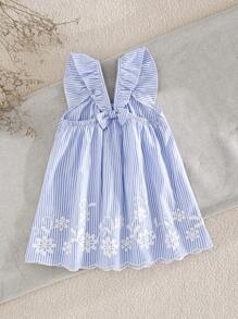 Cozy Pixies Baby Girl Plant & Floral Pattern Round Neck Ruffle Hem Dress