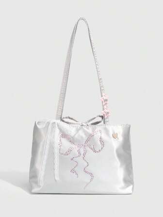 Kawaii 1 pièce Sac à épaule papillon décoratif à la mode avec nœud papillon et strass, style Y2K pour femmes