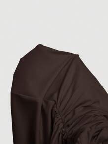 SHEIN MOD Women Solid Color Fitted Pleated Metal Buckle Mini Dress,Club Outfits Women Sexy