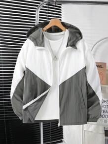 青少年男孩休闲度假学院风休闲时尚拼布别致百搭褶皱纹理夹克