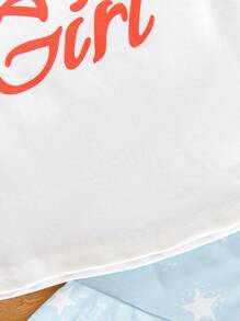 2 件套幼儿女童休闲优雅字母印花背心和星条纹长裤套装 - 彩色 - 查看 5