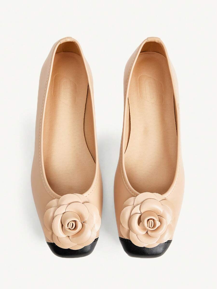 CUCCOO CHICEST Beige Floral Network Comfortable Flats For Women For Christmas - Apricot - View 1