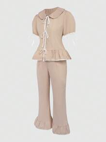 SHEIN Unity Women Two Pieces Outfits For Daily Wear - Coffee Brown - View 6