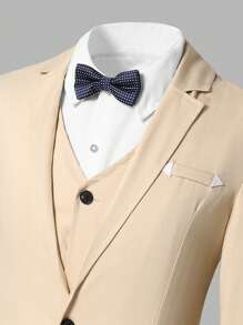 Traje elegante casual de caballero para jóvenes con decoración de triángulos blancos, adecuado para ocasiones formales, fiesta de cumpleaños - 4 piezas