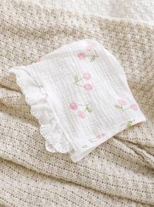 Bộ quần áo cardigan dài tay in họa tiết quả anh đào cho bé gái sơ sinh kèm mũ và yếm, thích hợp chụp ảnh tại nhà - trắng - Xem 5