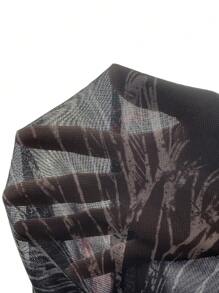 SHEIN ICON Retro Punk Printed Mesh See-Through Wide Shoulder Slit Mini Dress - Black - View 6