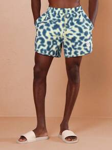 SUMWON Bañador de estampado animal moderno de largo medio muslo, shorts de playa para resort, natación, playa, vacaciones y viajes