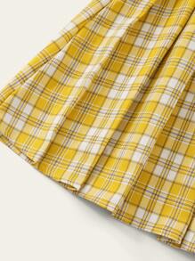 Tween Girl Yellow Plaid Skirt, Versatile And Casual American College Style For Daily Wear 2025 Back-To-School Season Kids College Outfits And Campus Sportswear - Yellow - View 7