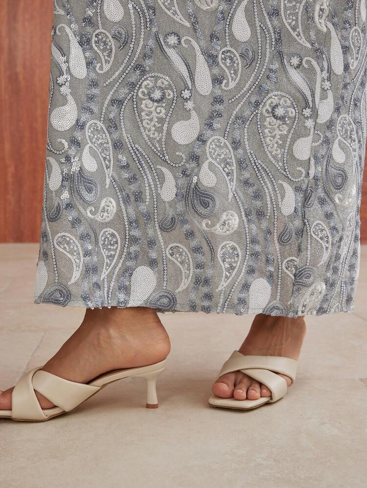Women's Vacation Sequin Decorated Skirt, Fashionable Luxury Design Business Casual Woman