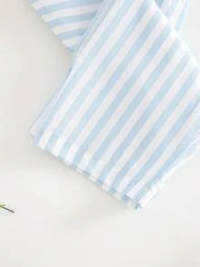 Cozy Pixies 2pcs/Set Baby Boy Striped Lapel Long Sleeve Cardigan Tops And Elastic Waist Pants Set Baby Boy Pajama Set Boys Pajama Sets Cotton Baby Boy Pajamas Striped Baby Boy Pajamas
