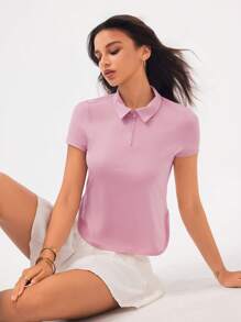 CourtClass Damen lässiges Outdoor-Running Sport Polo Shirt, modisch für den Sommer - Pink - Übersicht 4