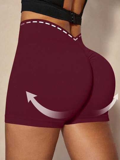 Easithlete 女士运动短裤，褶皱腰设计，性感提拉，瑜伽健身，弹力舒适健身短裤