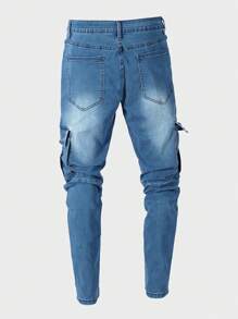 Manfinity LEGND Plus Size Men's Contrast Color Slim Fit Pocket Casual Cargo Jeans