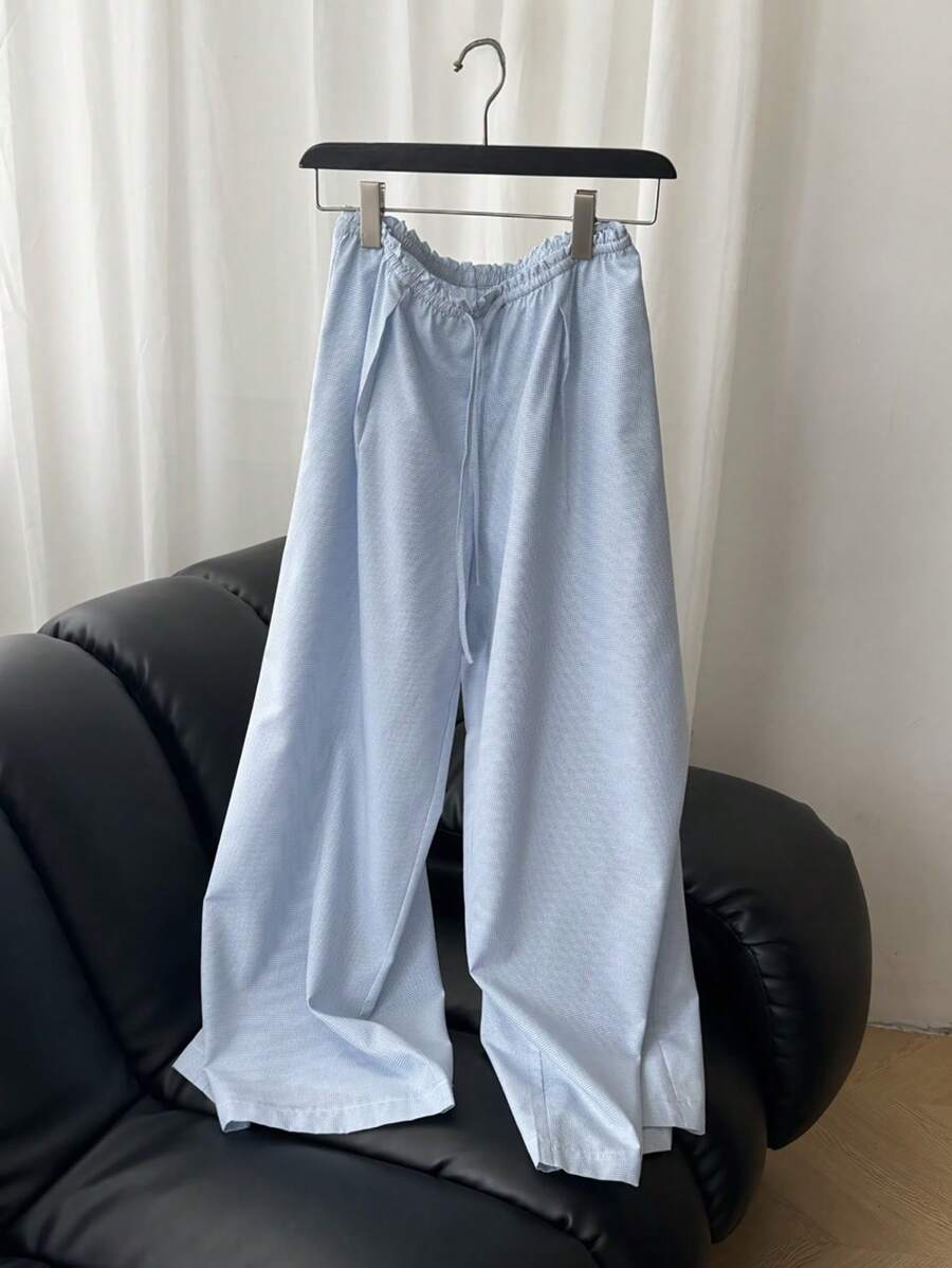 INAWLY Women's Casual Solid Color Drawstring Waist Loose Simple Comfy Wide Leg Pants Fall Cloth For Women - Grey - View 1