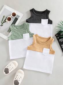 3 Stück/Set Baby Jungen weiche atmungsaktive ärmellose Lässig Weste, Sommer Jungen Tank Top Set