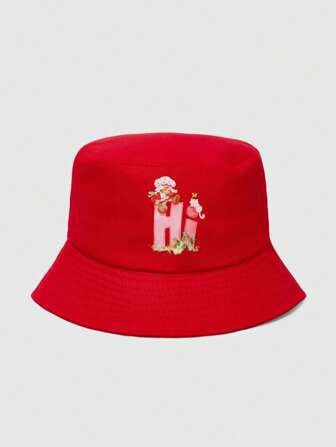 Cartoon & Letter Graphic Sun Protection Bucket Hat For Women